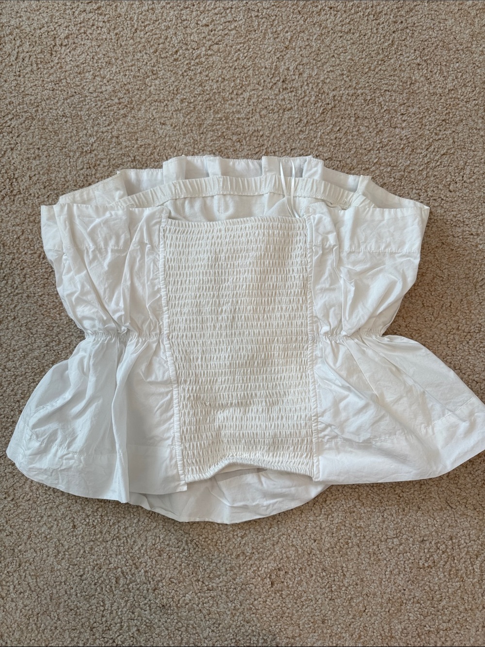 Anthropologie White Ruffled Strapless Peplum Top - Picture 5 of 5